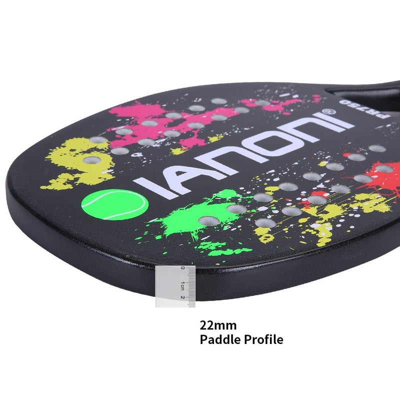 IANONI Beach Tennis Racket, Carbon Fiber Grit Face with EVA Memory Foam Core Beach Tennis Racket (Black) - Image 5